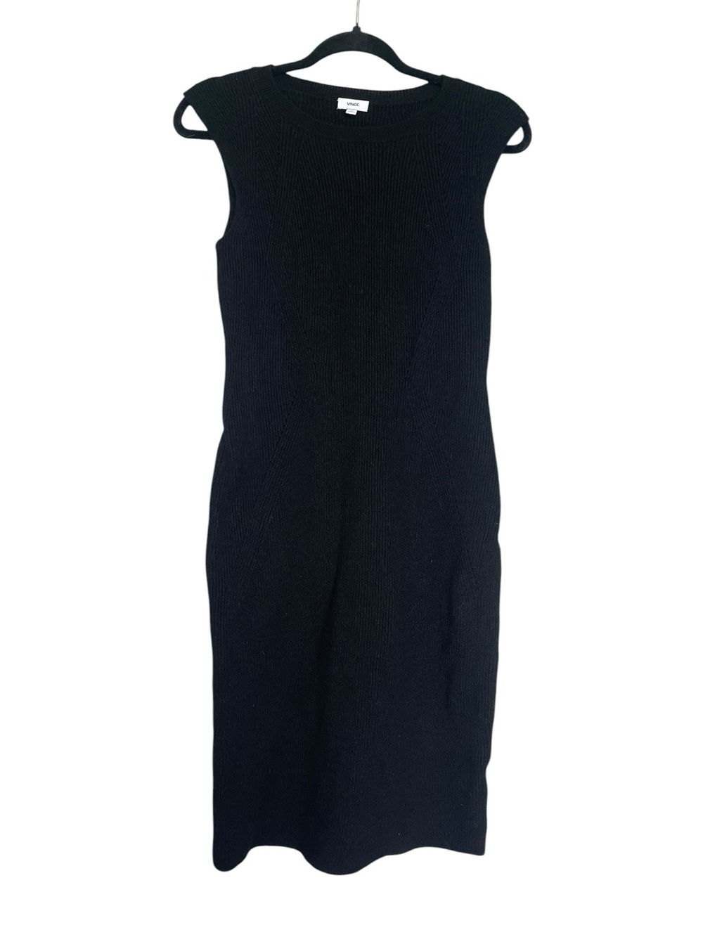Vince Black Sleeveless Ribbed Midi Dress